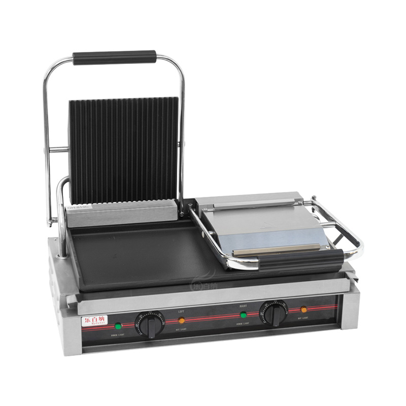 Grill à panini commercial avec plaques supérieures rainurées et plaques inférieures plates (PG-2SC) 6