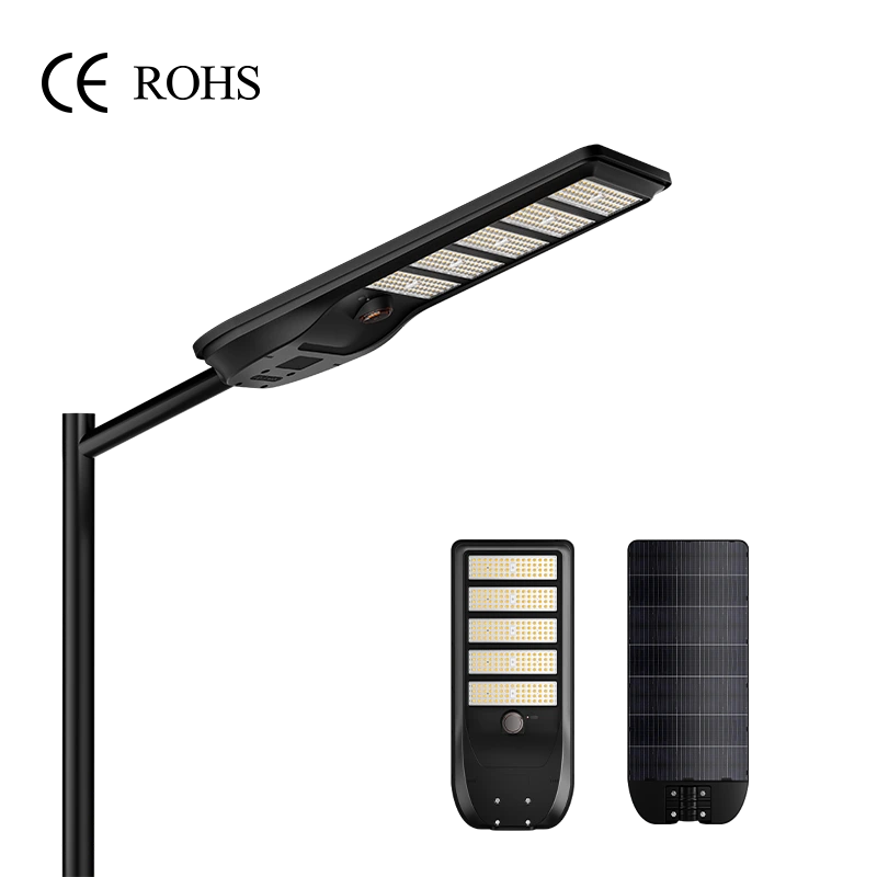 CHZ-SRL08 Farola solar todo en uno de alto brillo de 200-500 W con sensor y cuerpo de plástico ABS autolimpiante 1