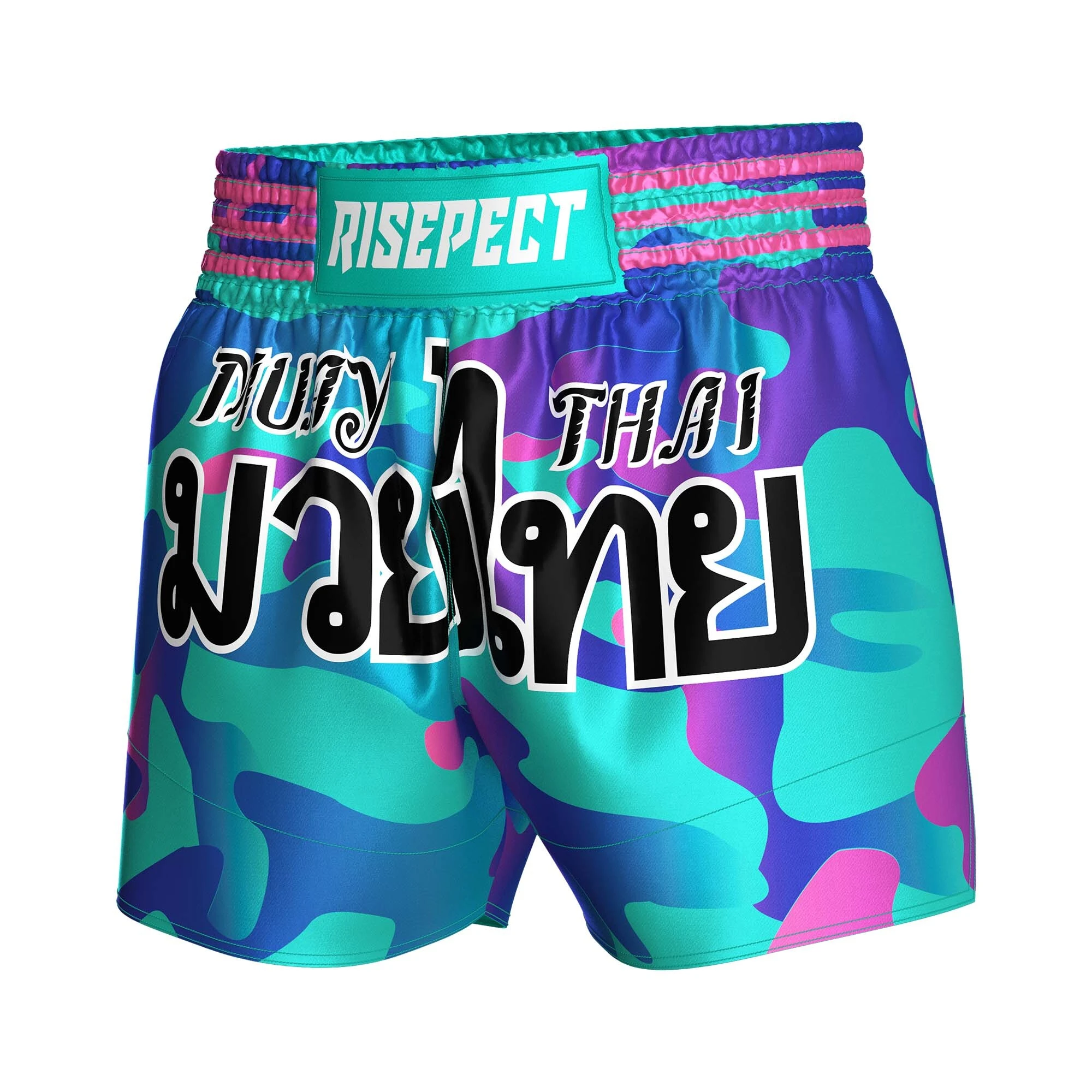 Rise Camo Thai Trunks Bright Muay Thai Shorts Material 1