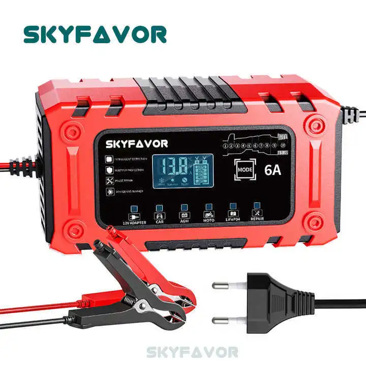 Trendprodukte 12V Batterieladegerät 12V 6A Power automatische Versorgung Universal-Lifepo4-Blei-Säure-Motorrad-Autobatterieladegerät 1