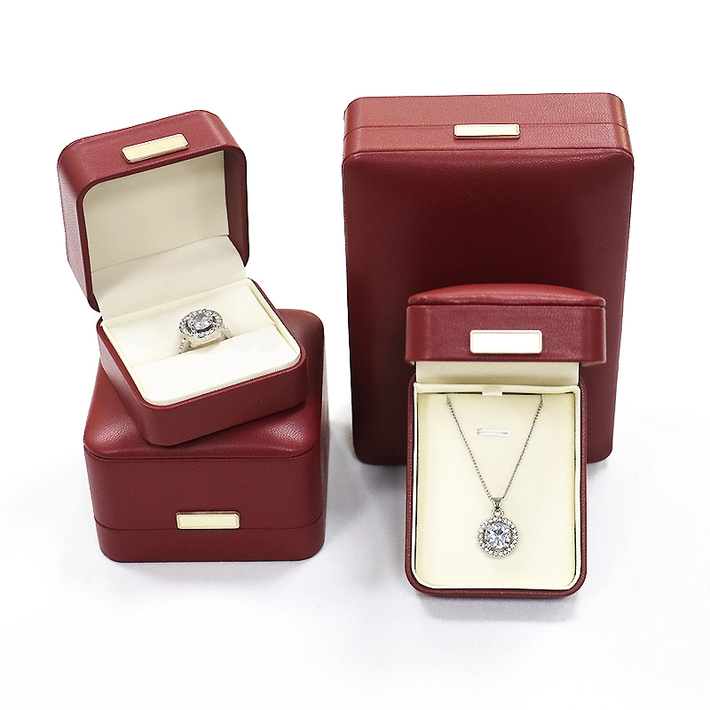 ODM Luxury Customized Logo Red Leather Jewelry Box Set Ring Gift Box Jewelry Packaging Box 1