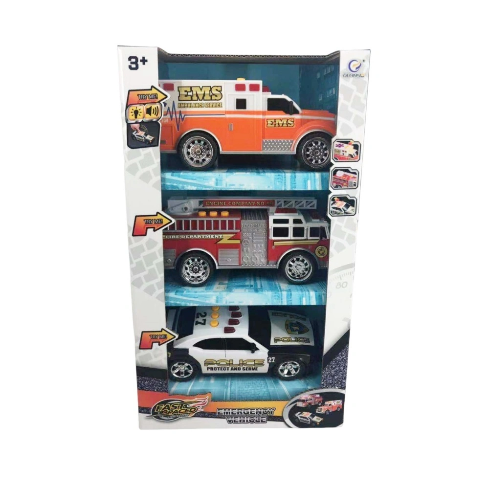 Jouet écologique voiture de Police voiture d'ambulance camion de pompier simulation de lumière et de son réaliste modèle d'usine jouets en plastique pour enfants 1