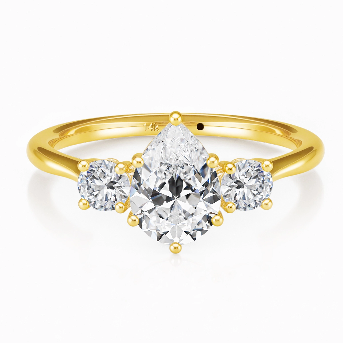 Gold Diamond Rings 14K Hollow 3ct Pear Moissanite Engagement Jewelry Supplier 1
