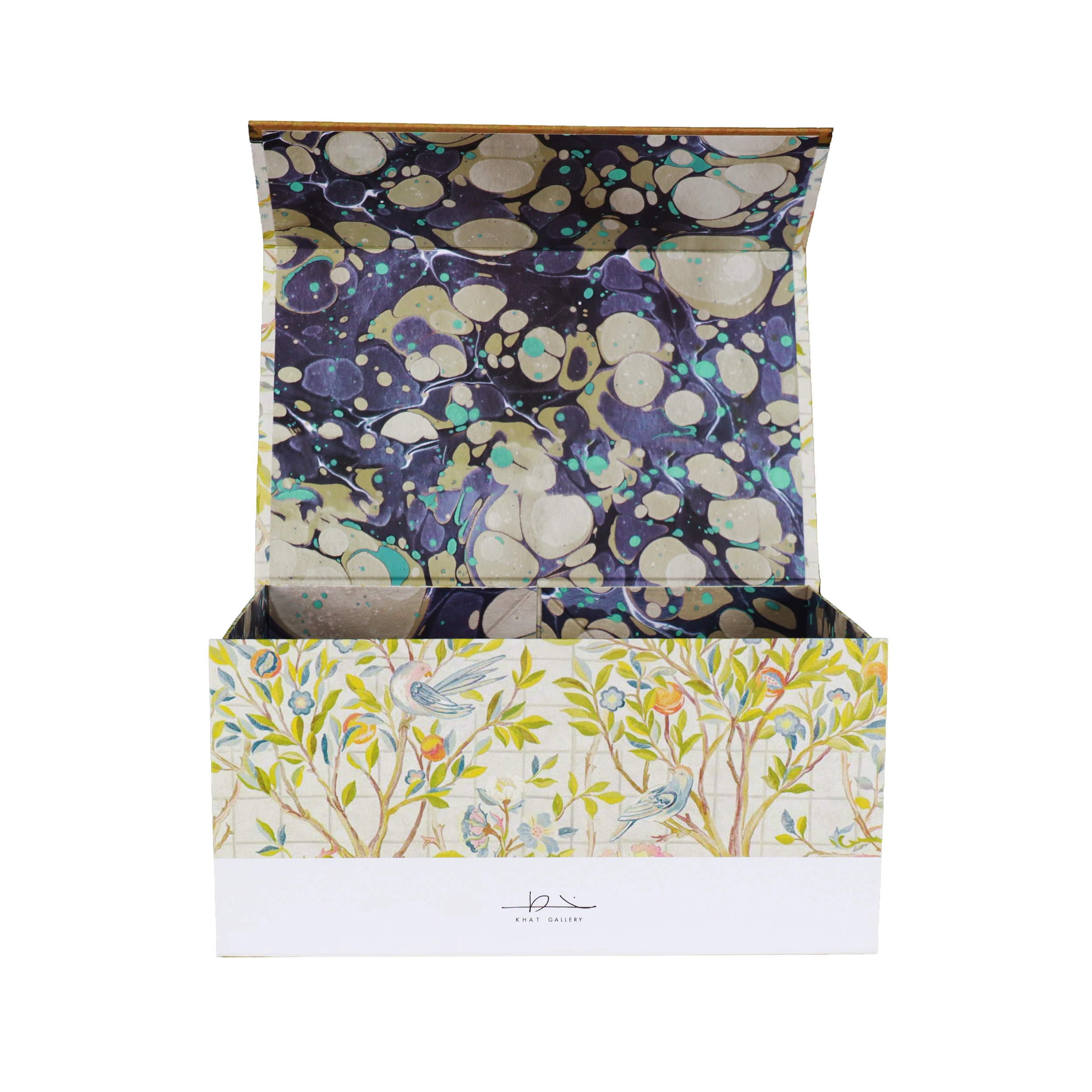 Flower Printed Design Rigid Cardboard Folding Magnetic Closure Flap Gift Box - Packshion Packaging 1