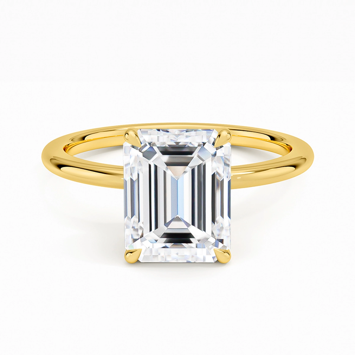 Ladies Gold Ring 14K 5D 1ct 2ct 3ct Emerald Cut Moissanite 1