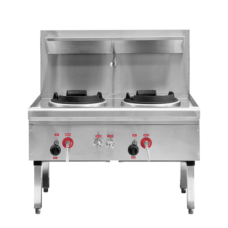 Wok chino de 2 quemadores con función de refrigeración por cortina de agua (GWR-2) 9