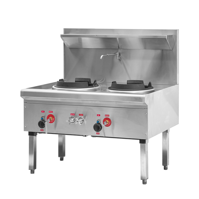 Wok chino de 2 quemadores con función de refrigeración por cortina de agua (GWR-2) 2
