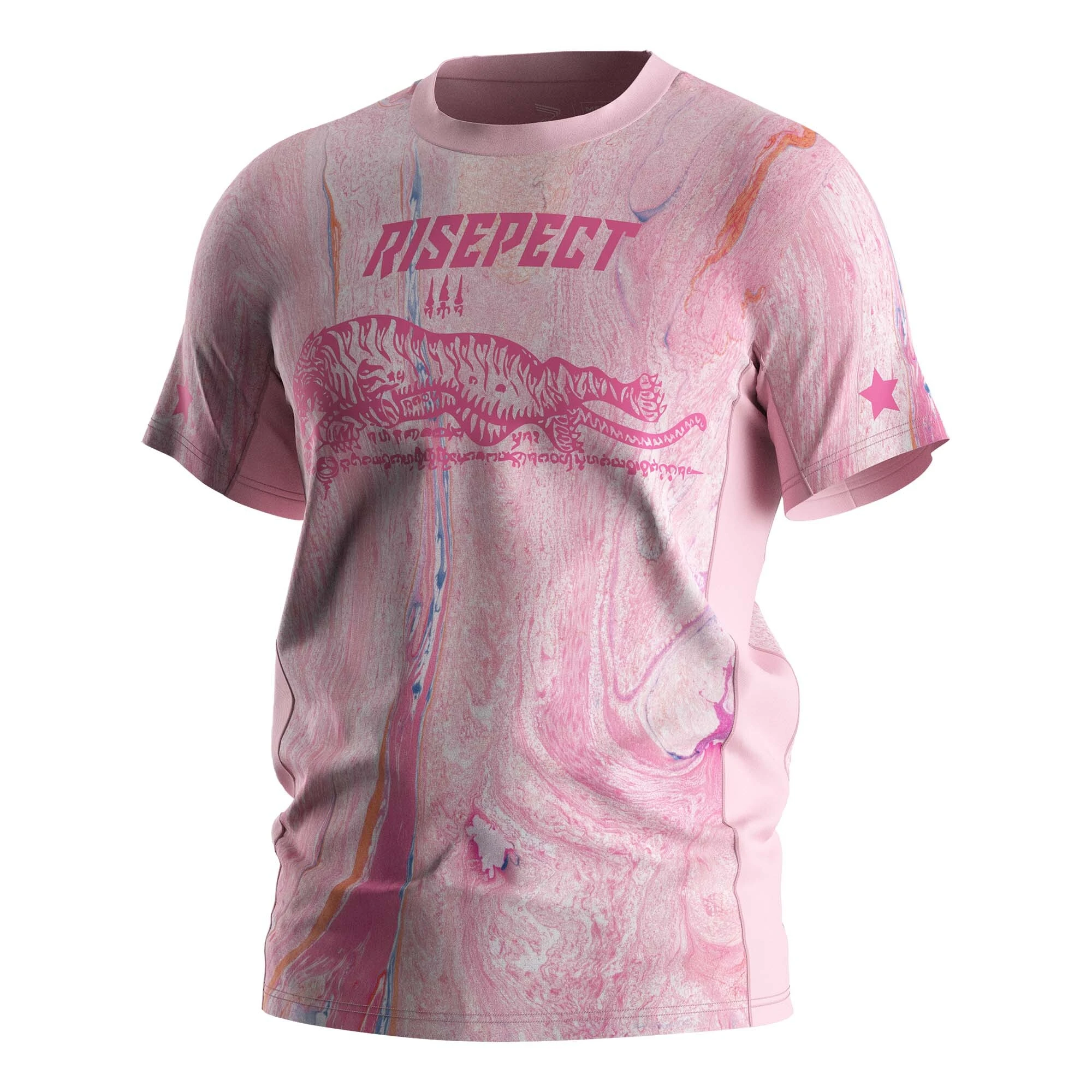 Rise Tiger Pink Muay Thai T-Shirt Gradient Performance Shirts Strange 1