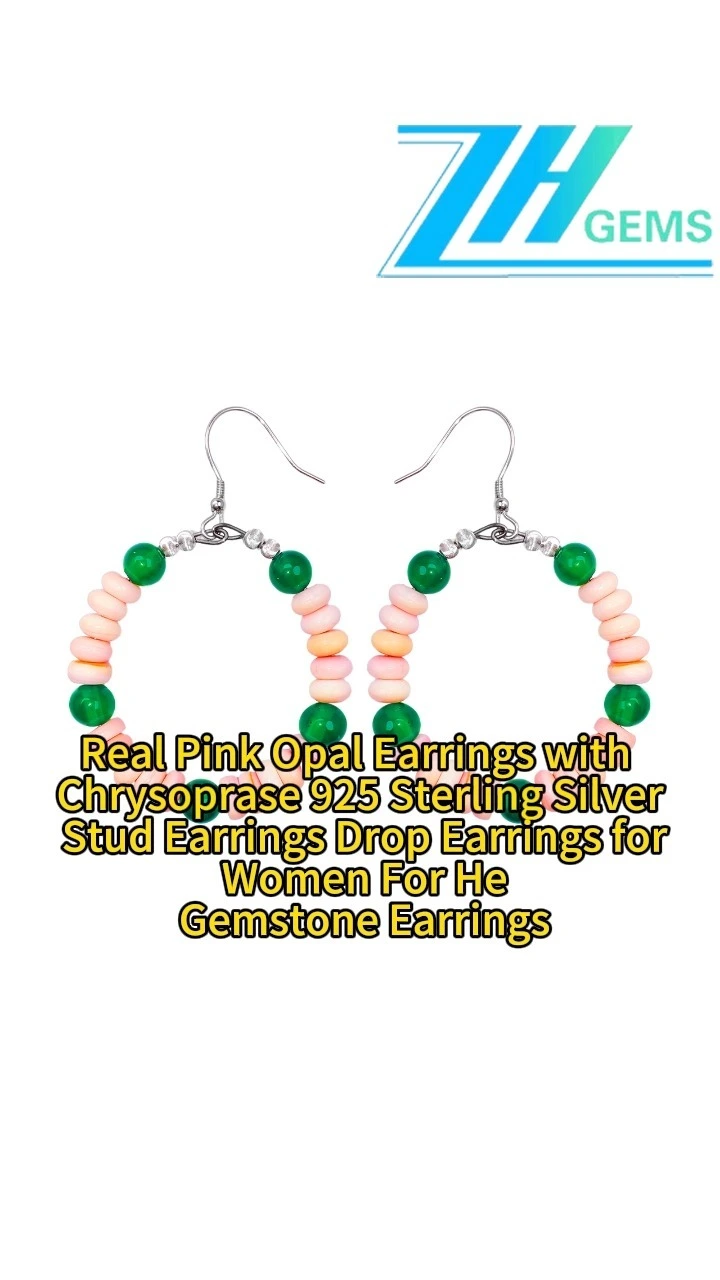 Real Pink Opal Earrings With Chrysoprase 925 Sterling Silver Stud Drop Earrings For Women For Her Gemstone Gift 1
