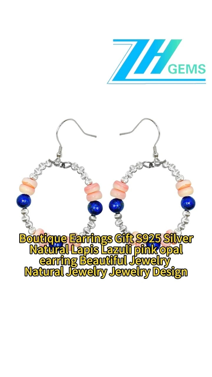 Boutique Earrings Gift S925 Silver Natural Lapis Lazuli Pink Opal Earring Beautiful Jewelry Natural Jewelry Jewelry Design 1