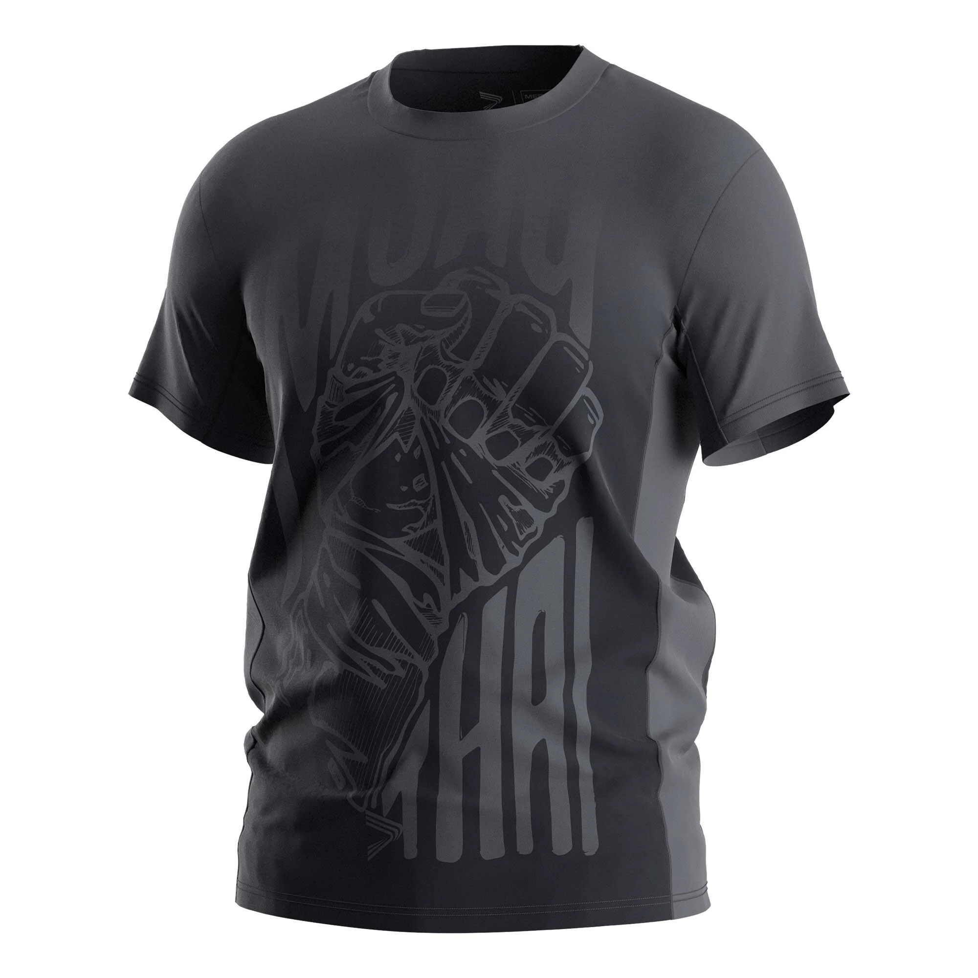 Rise Fist Muay Thai Shirt Gray Performance Tee Shirts MMA 1