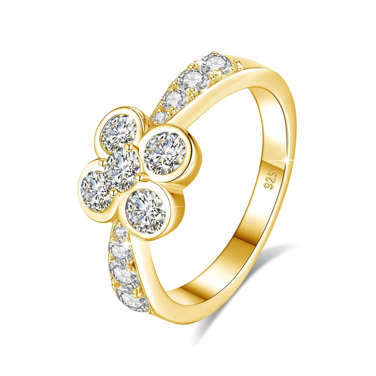 Customized Engagement Rings 4-leaf Clover Moissanite 925 Sterling Silver 1