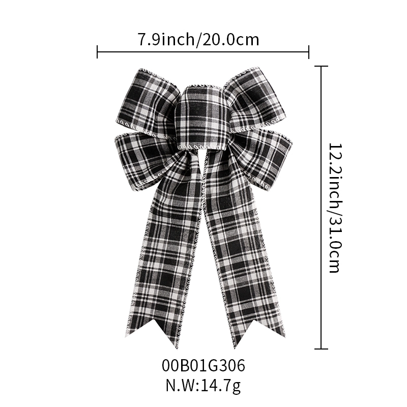 Black and White Plaid Pattern Large Bow Decoration And Can Be Customized For Festival 1