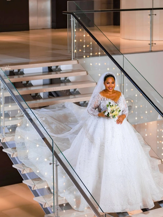 Real Photos Factory outlet Custom Made RSW2111 Luxurious Long Sleeves Ball Gown Wedding Dresses Princess 1