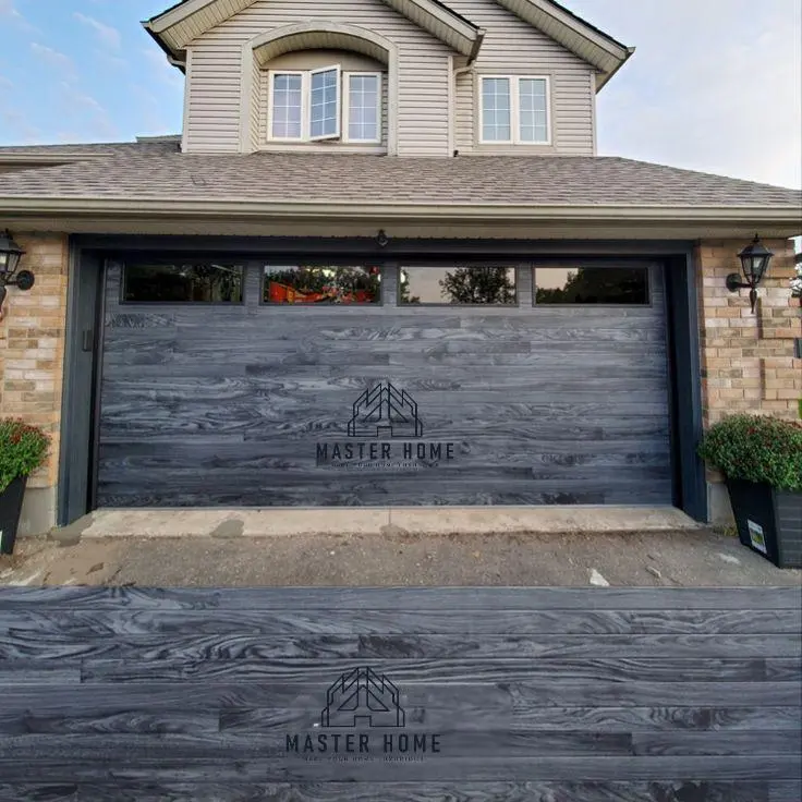 Nouvelle américaine moderne en acier galvanisé en acier fausse en bois sectionnel portes de garage au-dessus 1