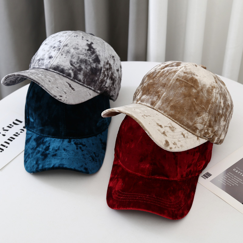 Autumn/winter vintage velvet baseball cap - unisex minimalist solid color