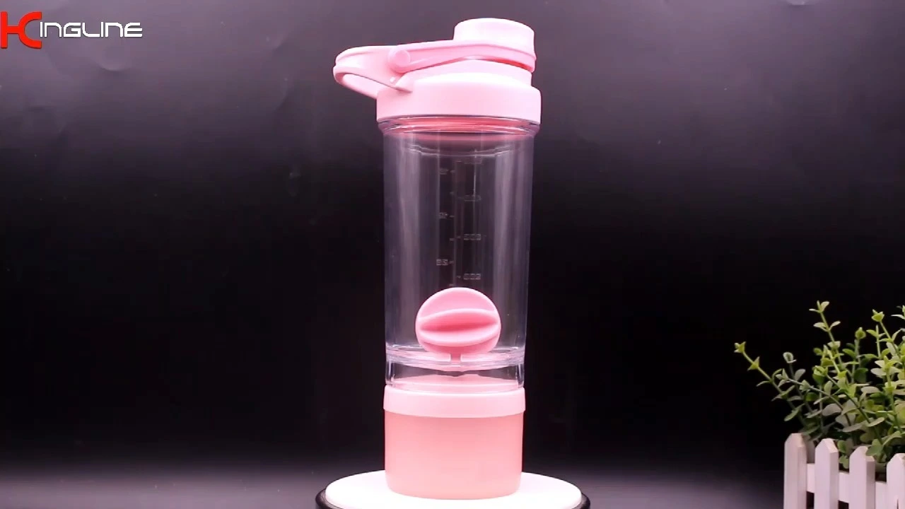 KingLine Plastic custom portable protein shaker bottle with handle for sports 1
