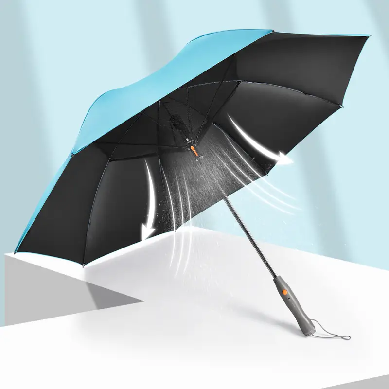 Schwarze Beschichtung Regenschirm im UV -Schutz Custom Logo 27 Zoll Paraguas de lluvias Straight Lüfterspray Regenschirm 1