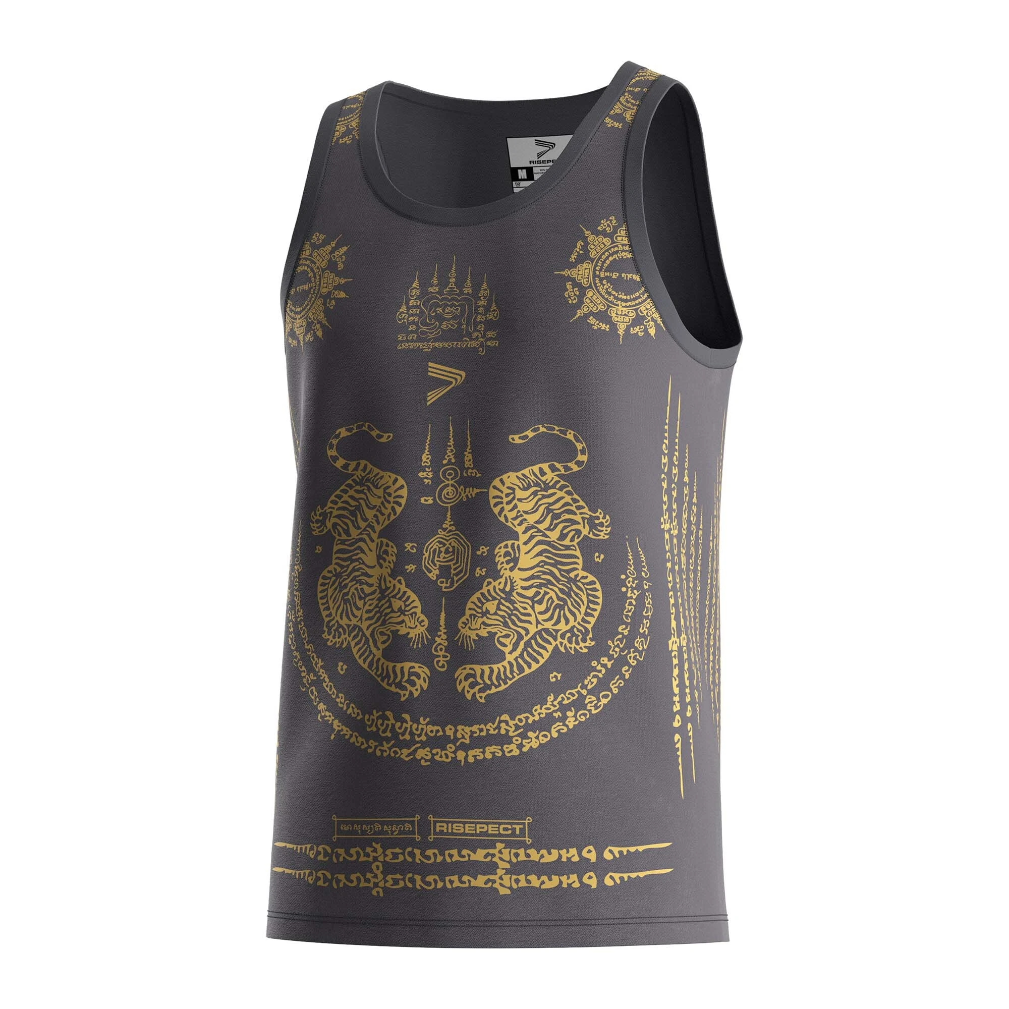 Purple-black Thailand Pagoda Tank Top Golden Tigers Fight Muay Thai Tops Risepect 1