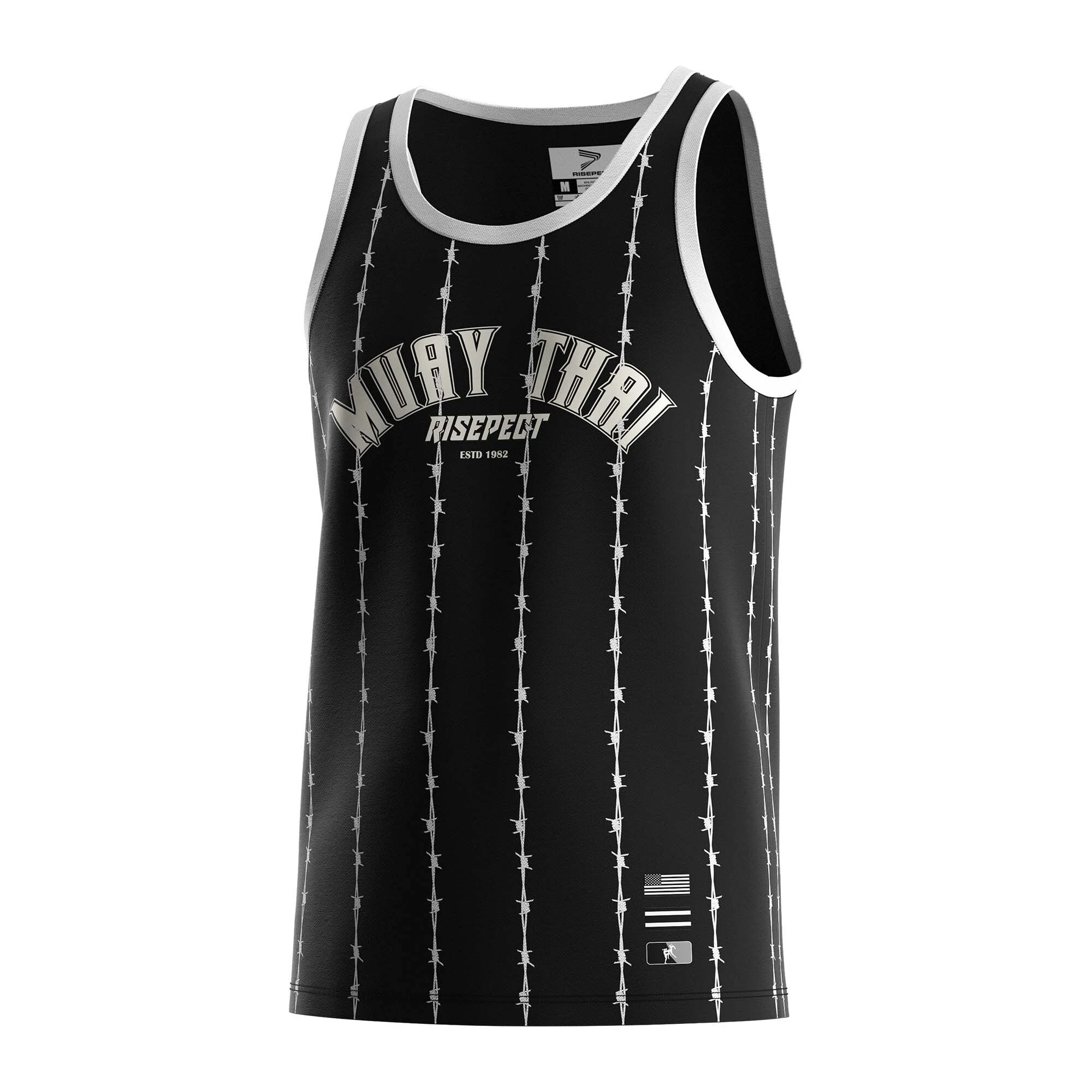 Barbed Muay Thai Tank Top ESTD 1987 Tops Black Shirt RISEPECT 1
