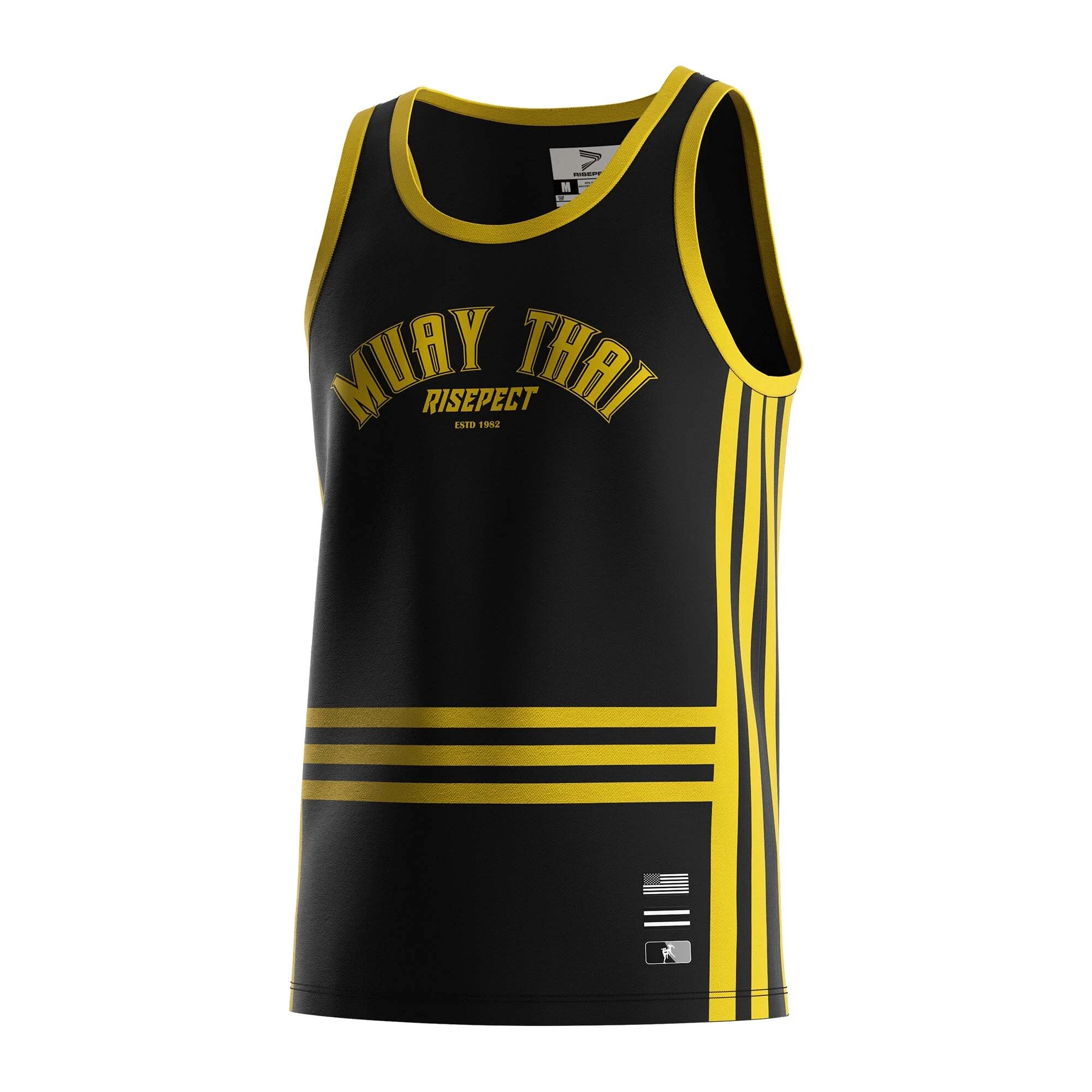 Gold Muay Thai Tank ESTD 1982 5 Stars Shirts Black Tees RISEPECT 1
