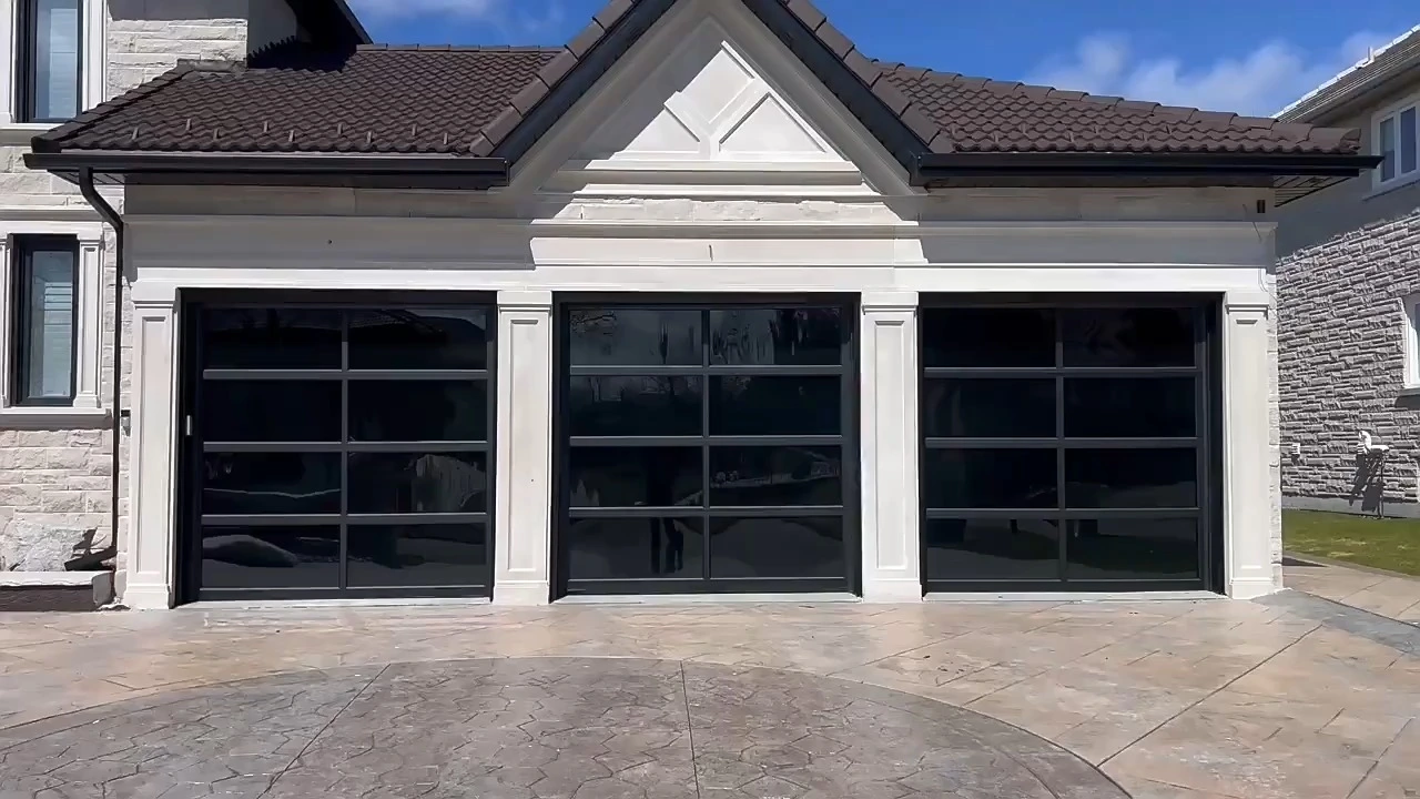MASTER HOME black tinted privacy glass insulated overhead garage door 1
