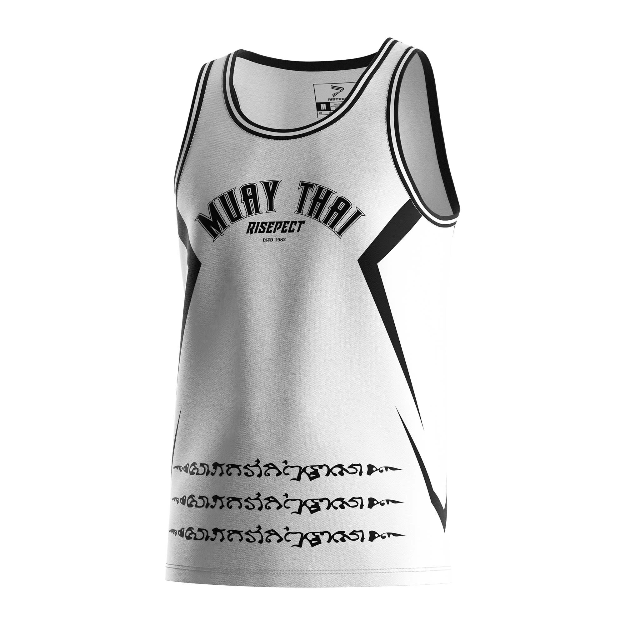 White Muay Thai Tank Tops ESTD 1982 lightning Tshirts 5-STAR RISEPECT 1