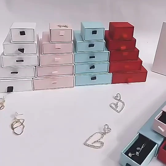 Custom Sliding Drawers Luxury ring Packaging Paper Gift Box with Handle for earring Jewelry Package with logo 1