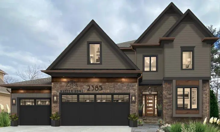 Master Home Custom Classic Classic Modern Black Steel Isulater Garage Door Home avec les fenêtres supérieures 1