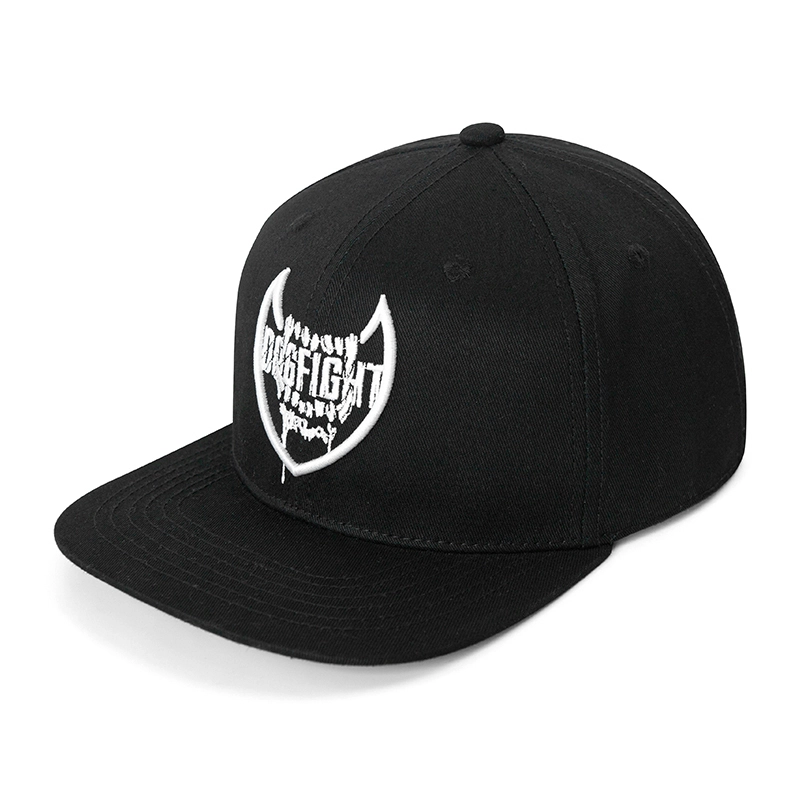 Unisex Casual 6-Panel Sticked Black Snapback Hut flache Baseballkappen 1