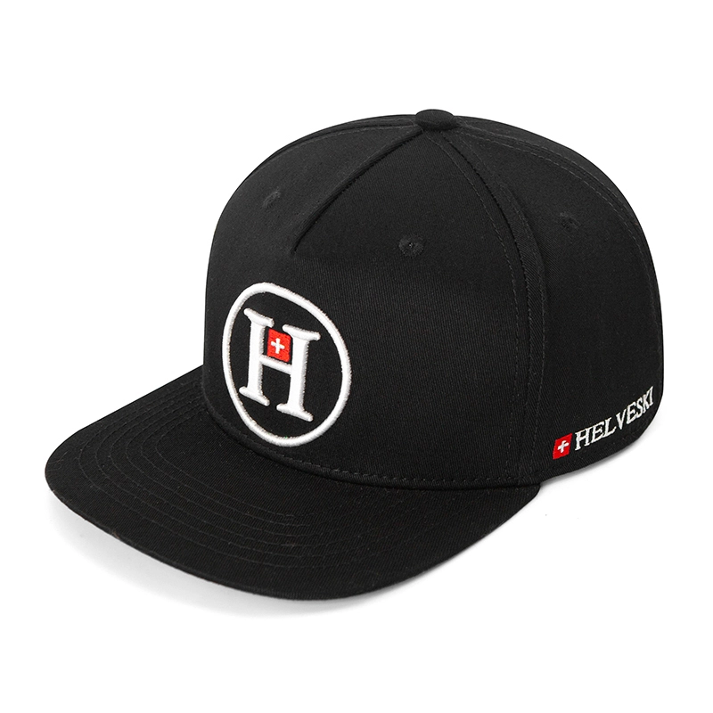 5-Panel structured Cotton Snapback hat embroidery Flat Brim Baseball Cap 1