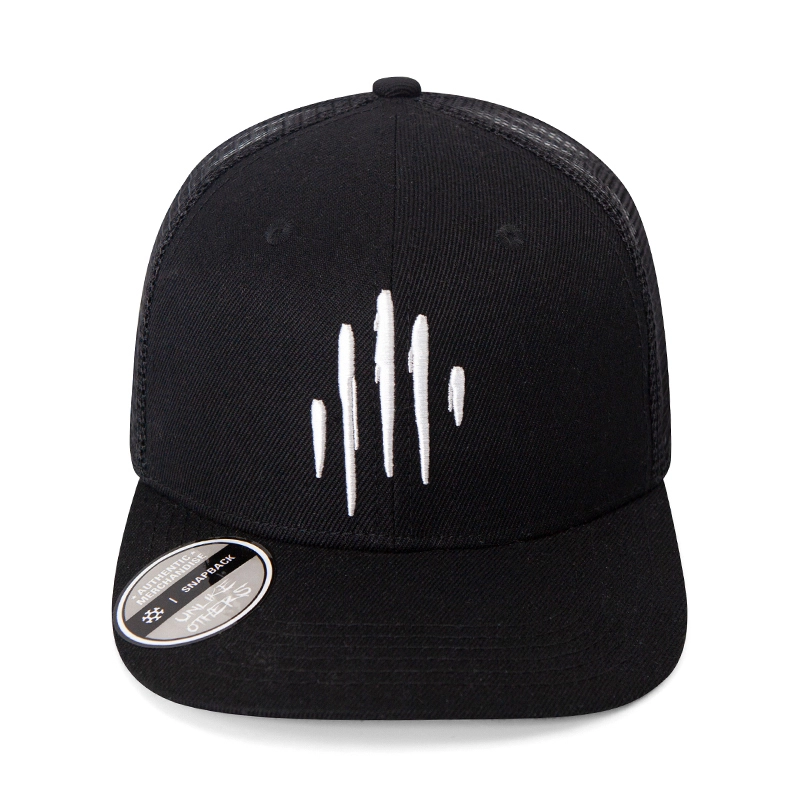 cotton Structured embroidery Flat bill high profile Mesh Snapback hat 1