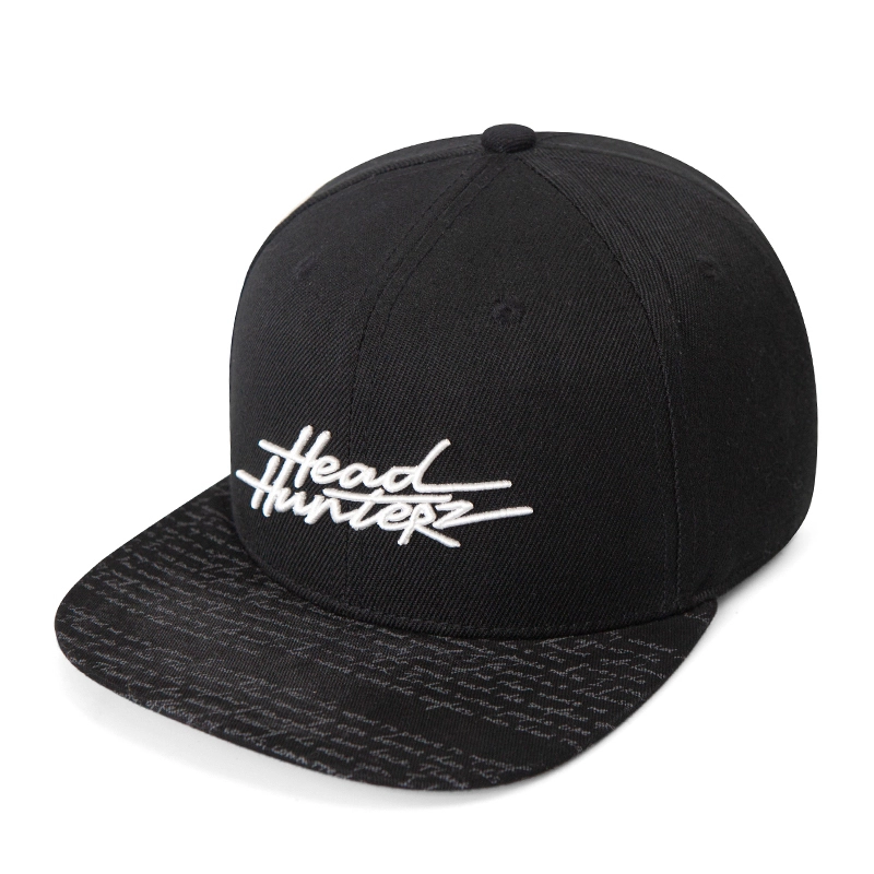 Cotton Cotton 6 panel de bordado estructurado Flat Bill Snapback Sombrero 1