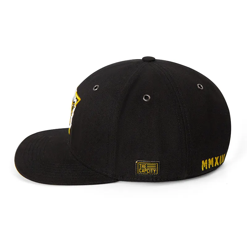 Black Flat Bill Snapback - - TANGREN-4 4