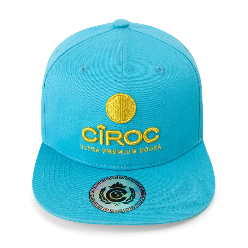 6 panel Ciroc bordado logotipo de bordado estructurado fatbill azul snapback sombrero 1