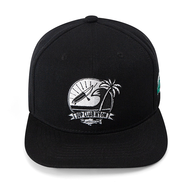 Unisexe Coton High Profile Haignable Structured Structured Flat Bill Brodery Snapback Hat 1