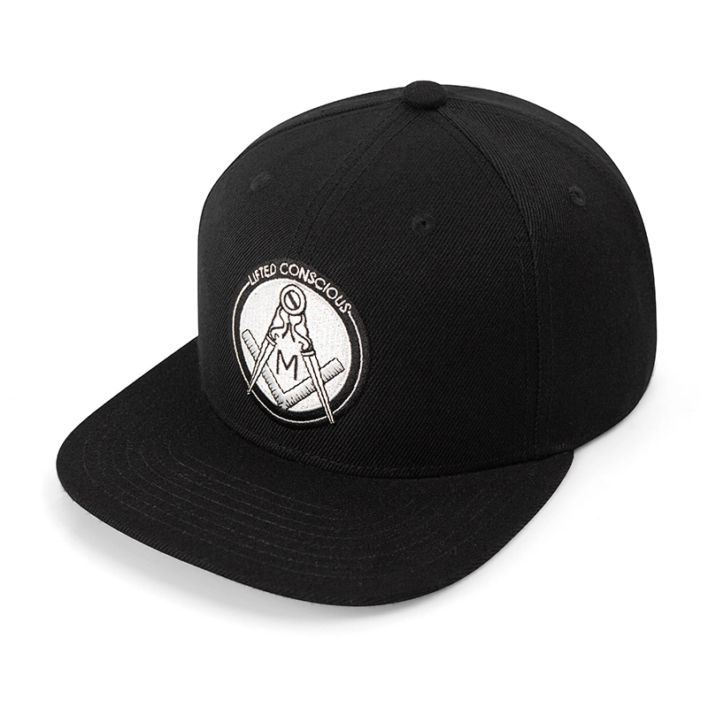 bestickte Flat Bill Black Baseball Cap Strukturierte Schnapphüte 1