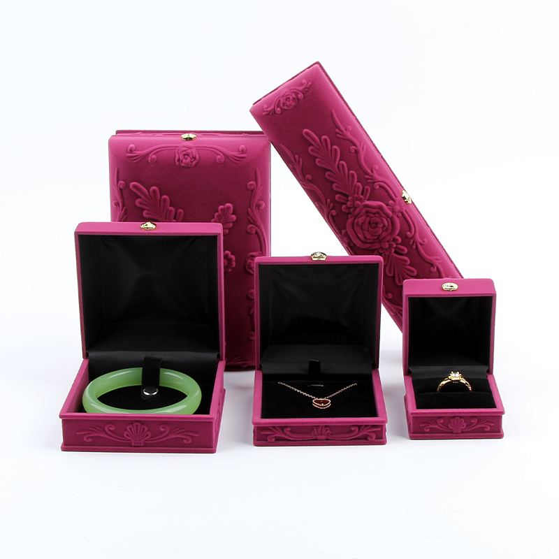 Drawstring Luxury rose flower Printing Velvet Pu Leather Ring Gift Package gift Jewelry Box Packaging 1
