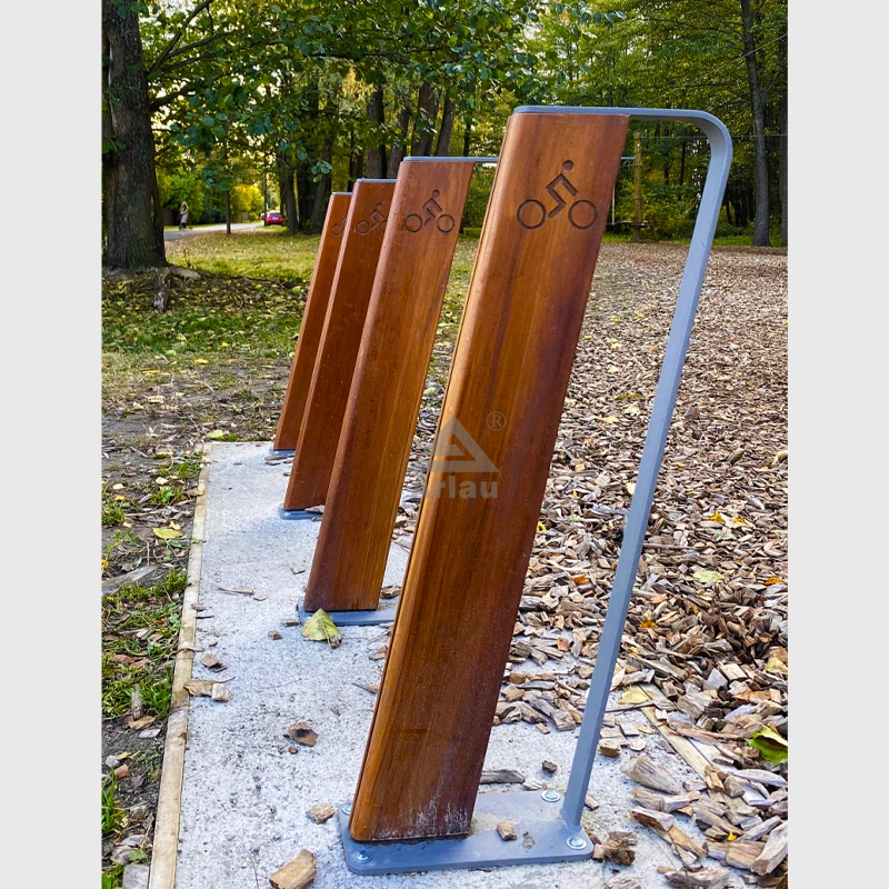 Steel and wood unit bicycle stand design and customization 1