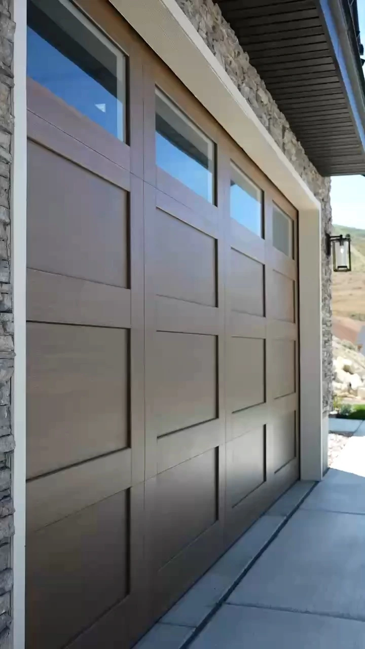 Master Home Linear Design 16x7 Foam Filled Insulated Wood Garage Door 1