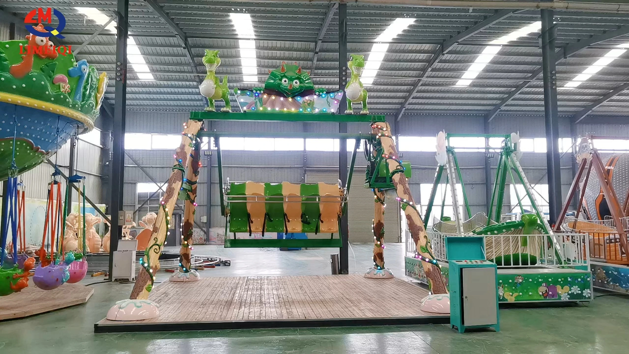 Happy swing dinosaur swing pour les enfants et les adultes | Swing rotatif en fibre de verre | LMQ | Limeiqi 1