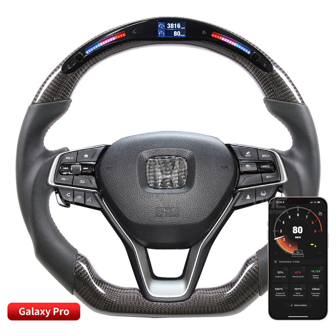 Véritable volant à LED de fibre de carbone pour Honda Accord 1