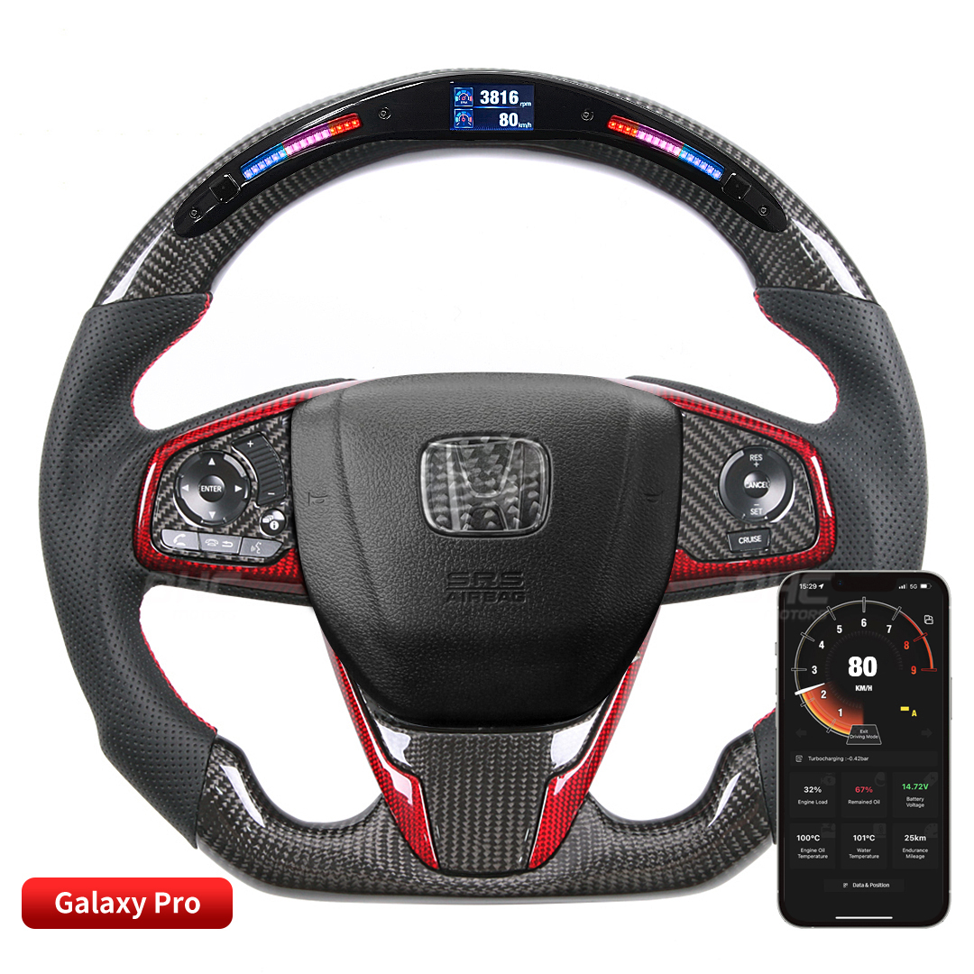 Véritable volant à LED de fibre de carbone pour Honda CRV 1