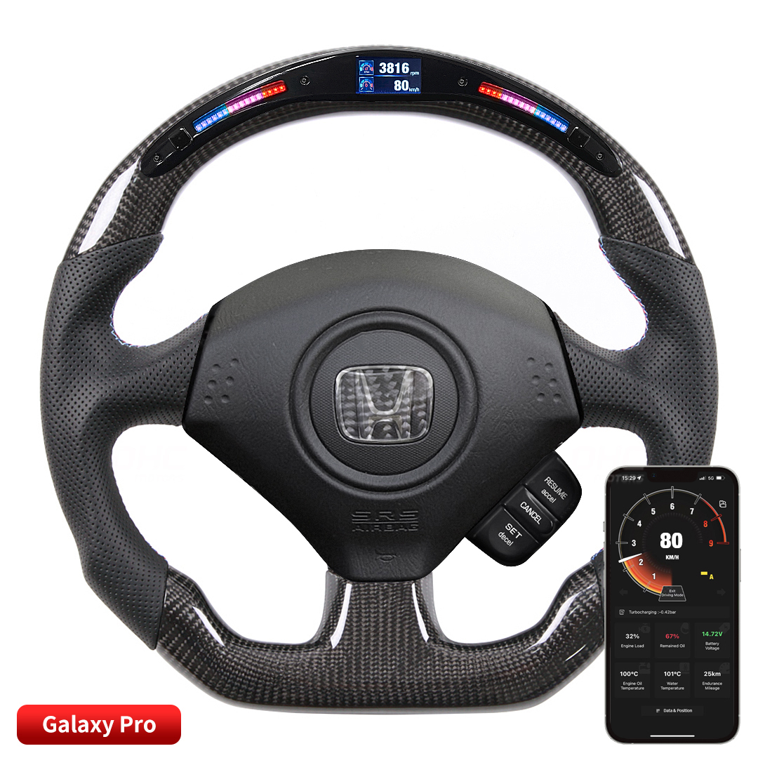 Real Carbon Fiber LED Steering Wheel for Honda S2000 1