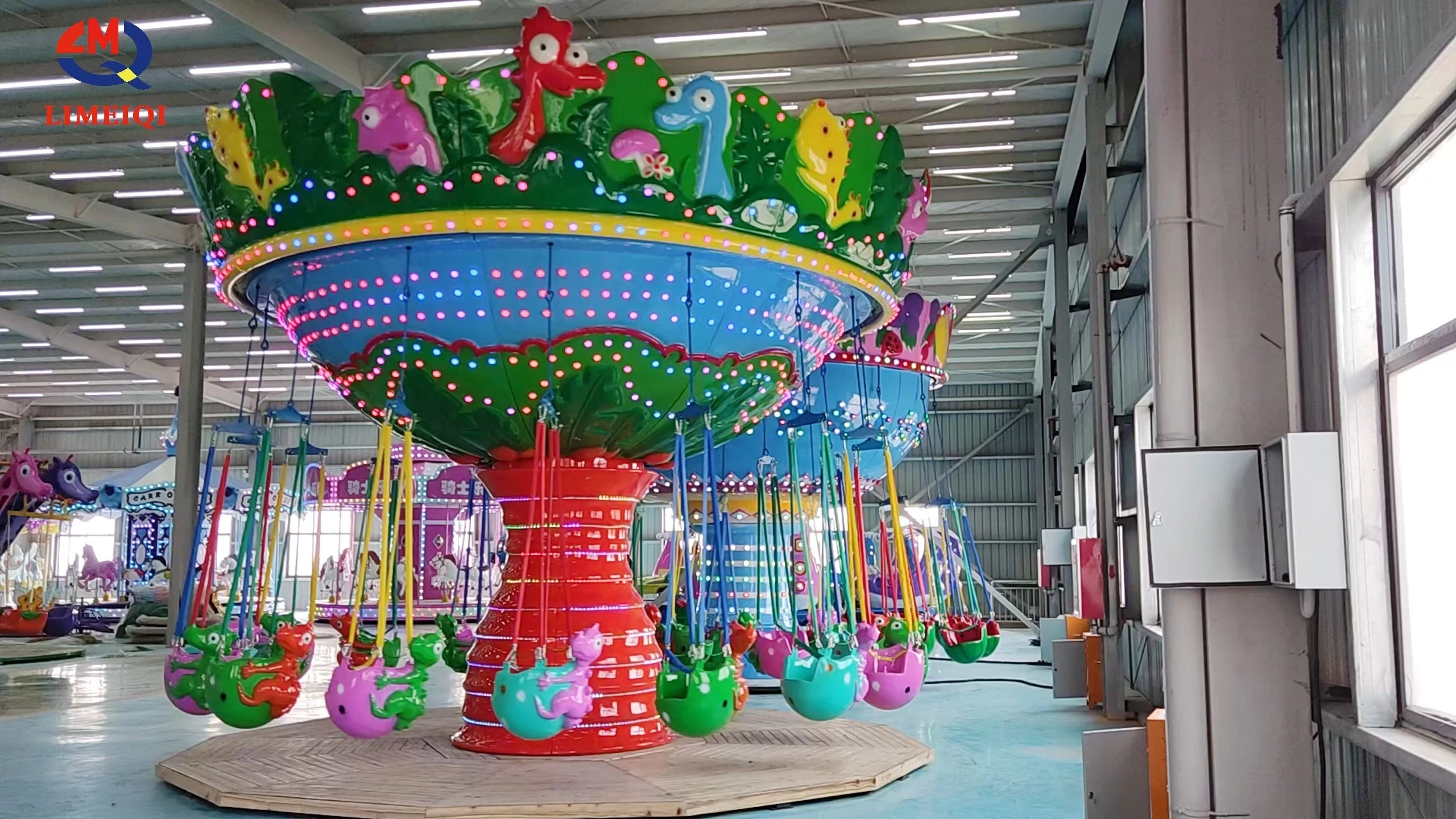 Silla voladora de rotación de fibra de vidrio de dinosaurio de 16 asientos para niños | LMQ | Limeiqi 1