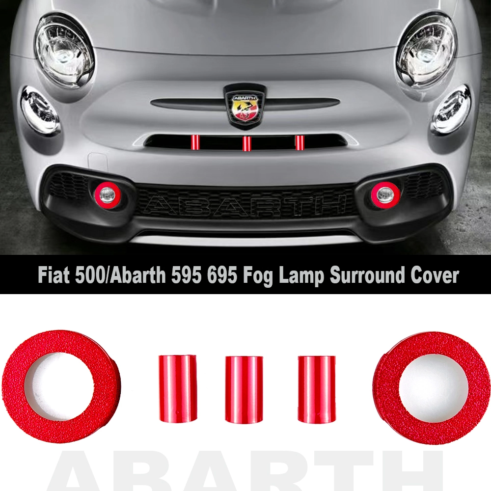 ABS Plastic Material Front Grill Trim Fog Lamp Surround Cover 5 Pieces Set Click On Type For Fiat Abarth 595 695 Series 3 08-16 1