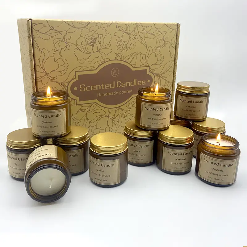 LUL Candle 12-Pack Soy Wax Candles in Brown Jars | Wholesale & Private Label Custom Gifts Set 1