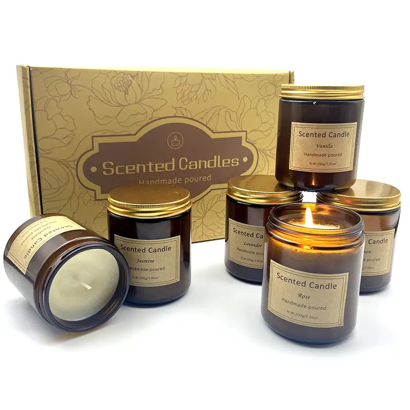 LUL Candle 6-Pack 200g Soy Wax Aromatherapy Candles in Brown Glass Jars - Wholesale  Custom Candle Solutions 1