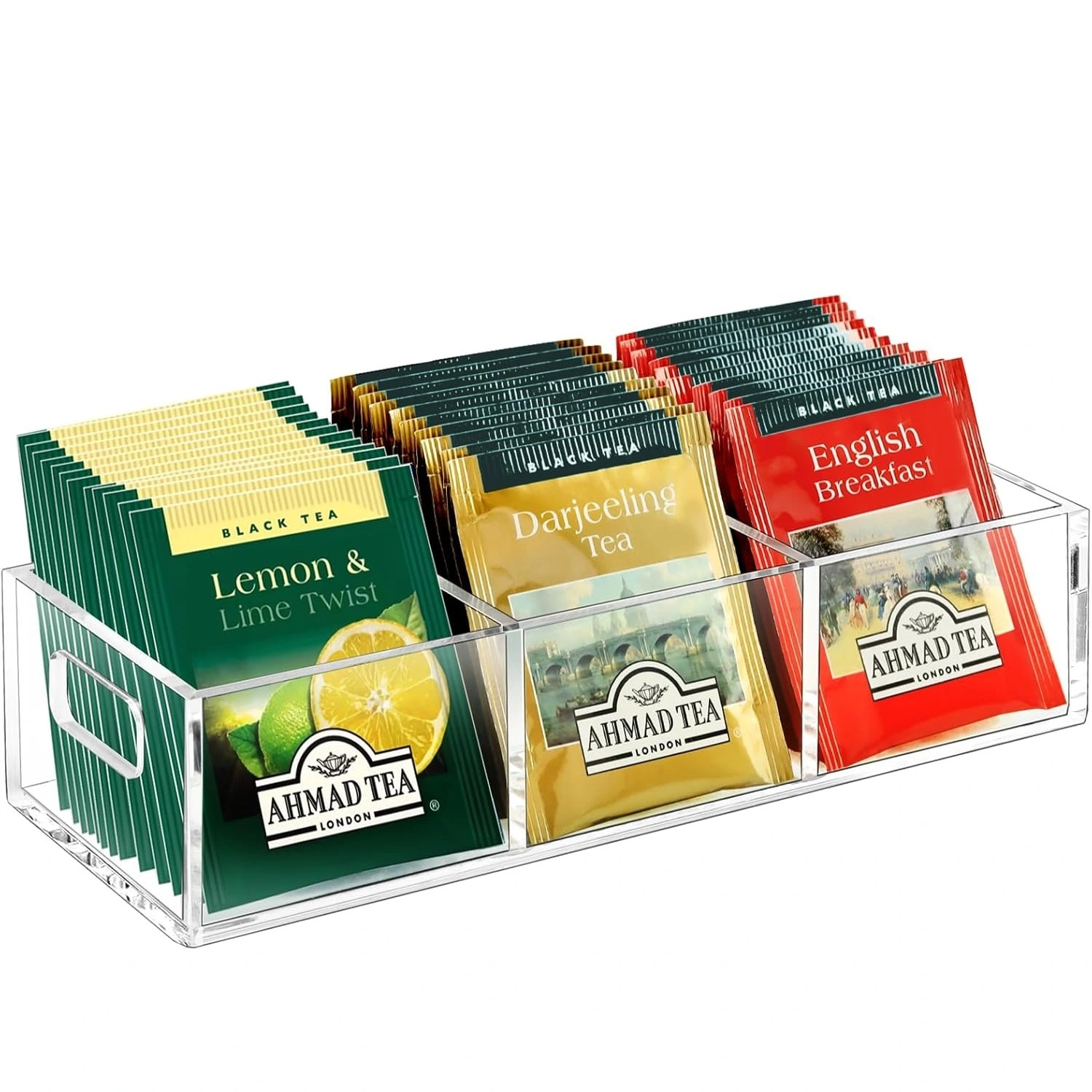 Tea Bag Organizer, Small Clear Tea Bag Holder for Drawer Kitchen Cabinets Pantry Countertops Organizers Storage, BPA-Free Acrylic Coffee Pods, Sugar Packets 1