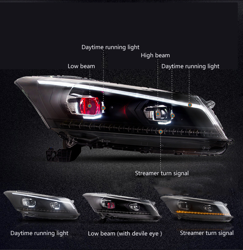 Car LED Headlight Assembly For Honda Accord 2008-2012 Front Lamp 4